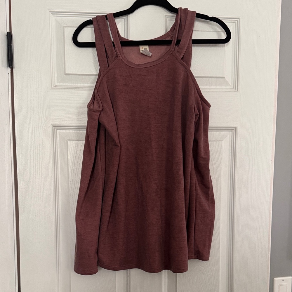 7th Ray Dusty Rose Cold Shoulder Long Sleeve